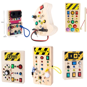 Wooden Montessori Busy Board Sensory Toy With LED Light Switches For Kids Toddlers Preschool Educational Learning Gift