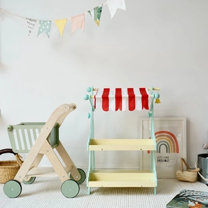Holz Marktstand Rollenspiel Spielzeug Für Kinder Simulation Supermarkt Mit Markise Pädagogisches Spielhaus Spielzeug Geschenk