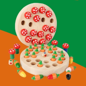 Wooden Carrot Memory Chess Board Game For Children Montessori Educational Early Learning Logic Training Toy Set