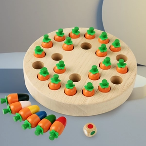 Wooden mushroom radish memory chess set with colorful wooden pieces for kids