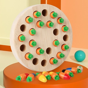 Wooden mushroom radish memory chess set for kids Montessori educational logic board game