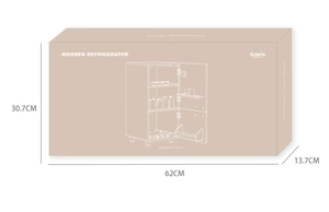 Detailed packaging dimensions for Nordic style wooden play refrigerator toy set