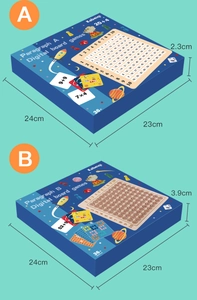 Vergleich der 2-in-1 Mathe-Lernspielboxen für Kinder in zwei verschiedenen Dickenmaßen