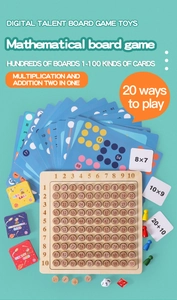 Detailansicht des 10x10 Mathe-Lernspiels aus Holz für Multiplikation und Addition für Kinder