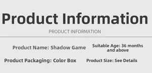 Detailed product information for toddler shadow matching puzzle with age and size specifications