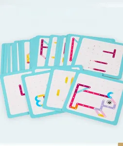 Set of 28 double-sided educational cards for geometric wooden pegboard learning