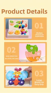 Detailed view of large wooden animal puzzle pieces with printed numbers for toddler learning