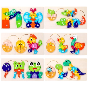 Wooden Animal Life Cycle Multi Layer Number Puzzle Toy For Toddlers Educational Early Learning Cognitive Growth Jigsaw Puzzle
