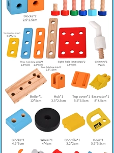 Liste d'inventaire détaillée des pièces de boîte à outils avec dimensions et quantités