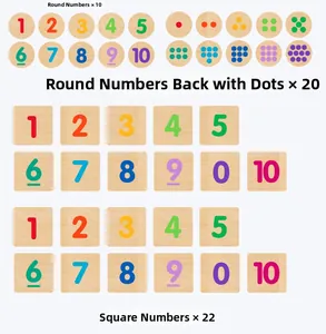 Detail list showing 52 wooden number blocks and carrot models for math learning