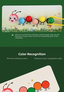 Toddler educational wooden caterpillar toy for color matching and fine motor skill training