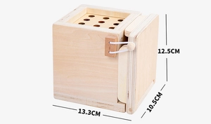 Detailed size specifications of the wooden Montessori 4-in-1 multi-functional toy box