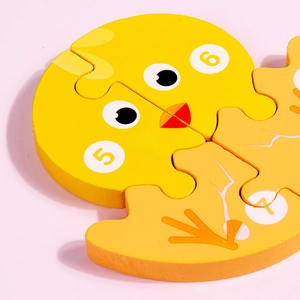 Educational wooden chick 3D puzzle with numbers for early childhood learning and play