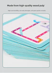 Detail of durable wood pulp educational cards with safe rounded corners and thick texture