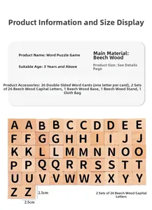 Macro detail of beech wood alphabet blocks and double-sided flashcards for kids