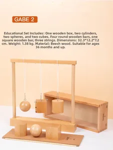 Dettaglio del set educativo GABE 2 con forme geometriche in legno di faggio