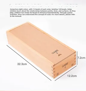 Scatola Gabe 2 in legno con dimensioni e set di 120 perline colorate per bambini