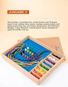 Gioco di infilatura educativo con scatola in legno di faggio e perline colorate