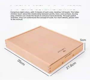 Dettaglio del set educativo Gabe 2 in legno con 120 pezzi colorati e scatola in legno