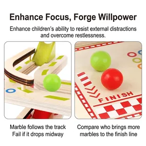 Educational wooden ball run track toy for kids focusing on concentration and early motor skills