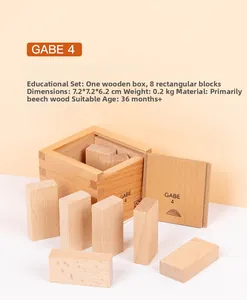 Dettaglio del set educativo GABE 4 in legno di faggio con scatola di stivaggio