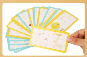 Educational Montessori flashcards featuring rabbit and fish patterns for kids