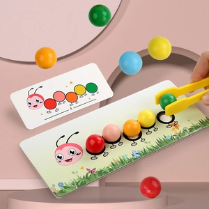 Caterpillar wooden bead matching toy for fine motor skills training and early education