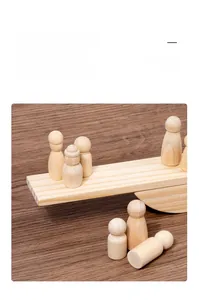 Detailed view of polished wooden rainbow person balancing toy with smooth burr-free edges