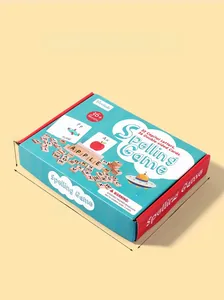 Detailed view of the 23x16.5x4cm packaging box for kids wooden spelling game set