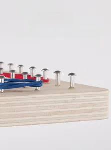 Detail shot of the thickened wooden pegboard base showing high-quality multi-layer texture