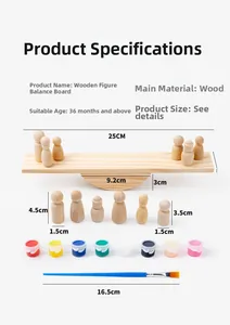 Wooden balance board DIY kit with peg dolls and paint set for kids creative play