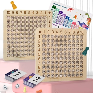 2-in-1 Mathe-Lernset aus Holz mit Multiplikations- und Additionsbrett und buntem Zubehör