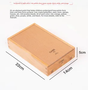 Set educativo Froebel Gabe 10 con 320 perle colorate in scatola di immagazzaggio in legno