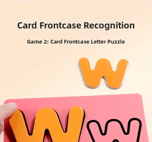 Detailed view of magnetic alphabet matching cards for kids showing uppercase and lowercase W