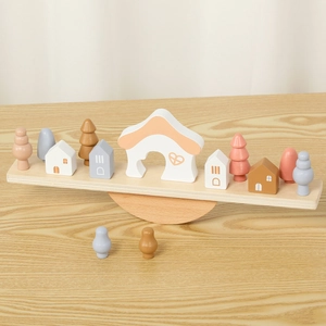 Montessori Wooden Rainbow Balance Blocks Seesaw Peg Dolls Stackable Building Educational Toys For Children Home Kindergarten
