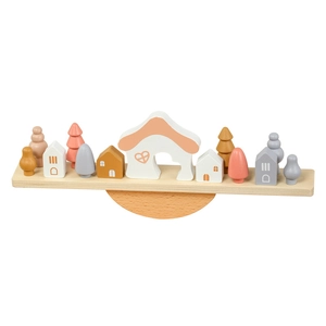 Morandi colors wooden rainbow balance blocks set with house and tree shapes for kids