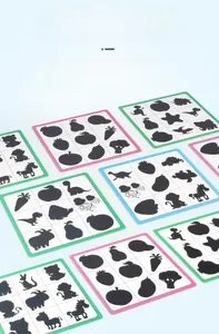 Detail of shadow matching game cards for kids featuring animals and rounded safety edges