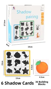 Detailed set of Montessori shadow matching game cards and blocks for kid's brain training