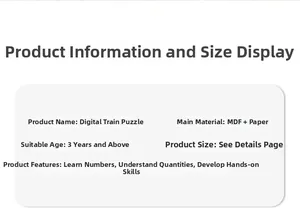 Detailed technical specifications for MDF wooden number train puzzle educational toy