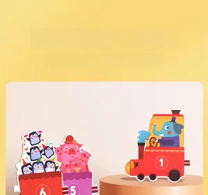Detailed view of children's cardboard animal puzzles with bold numbers for early learning