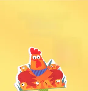 Educational wooden puzzle featuring a cartoon hen and chicks for number cognition