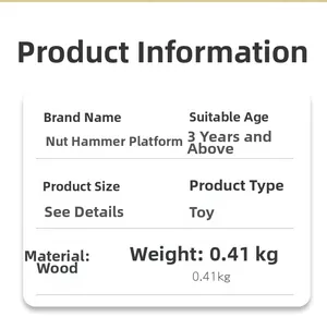 Detailed specifications table for wooden assembly hammer and nut toy set for children