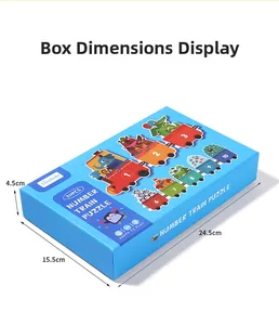 Detailed packaging dimensions for Number Train Puzzle early learning toy box