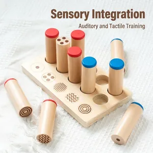 Montessori Wooden Sensory Toys Set Tactile Auditory Training Matching Game Early Education Learning Toys For Toddlers Kids