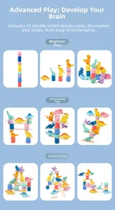 Macro view of wooden dinosaur balancing blocks showing multi-level stacking gameplay details
