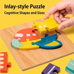 Educational wooden puzzle for toddlers featuring colorful geometric shapes for early learning