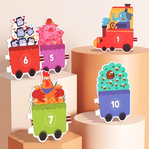 Educational animal train number matching puzzle for kids learning and early cognitive play