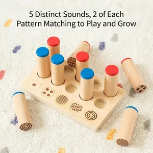 Wooden sensory sound blocks set for kids auditory training and geometric pattern matching