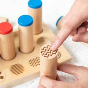 Wooden sensory cylinders matching toy for children auditary and tactile training