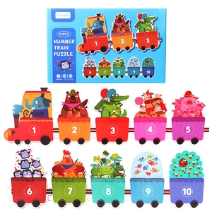 20-piece wooden animal train puzzle for toddlers to learn numbers and counting